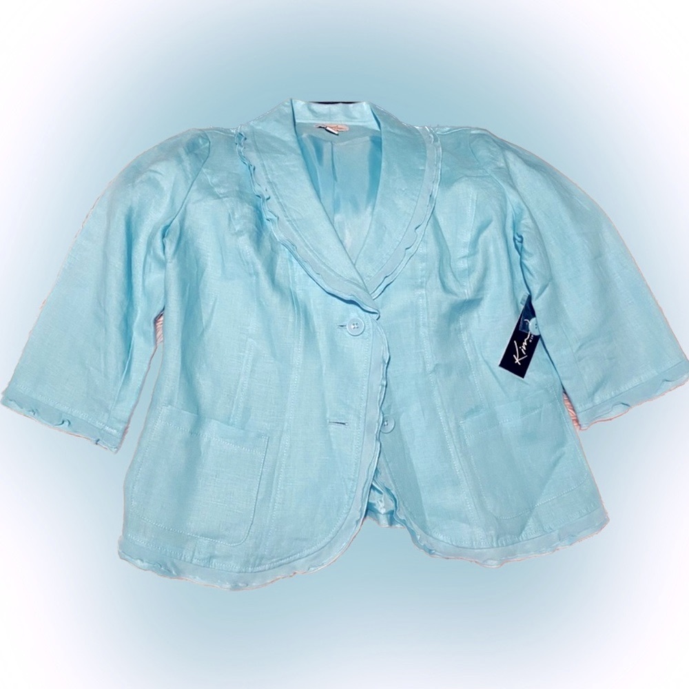 Linen blazer Kim Rogers, color Agua Glass